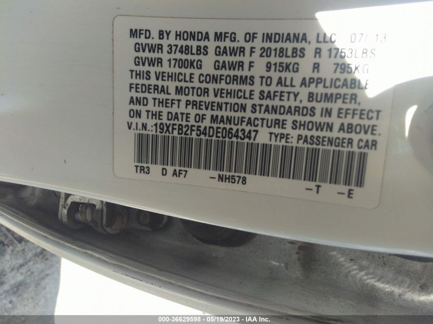 2013 HONDA CIVIC SDN LX - 19XFB2F54DE064347