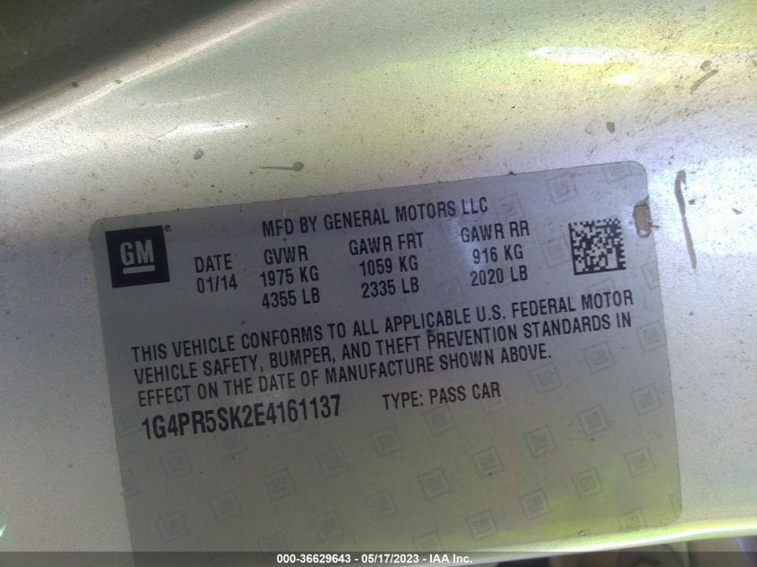 2014 BUICK VERANO CONVENIENCE GROUP - 1G4PR5SK2E4161137