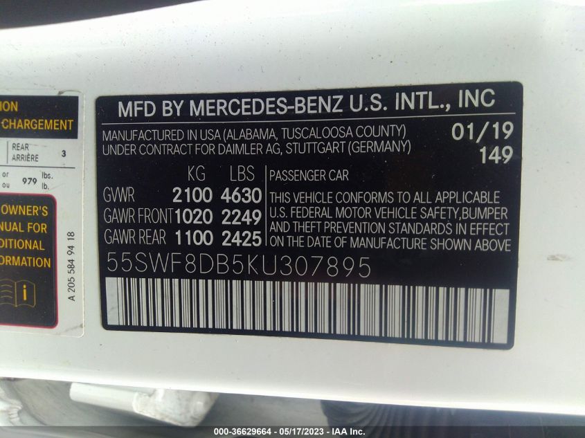 2019 MERCEDES-BENZ C-CLASS C 300 - 55SWF8DB5KU307895