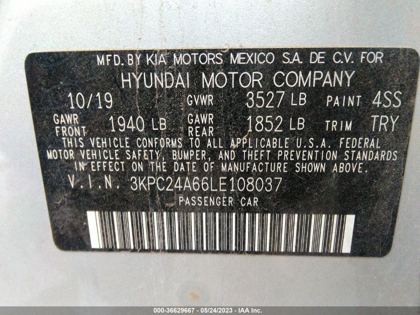 2020 HYUNDAI ACCENT SE - 3KPC24A66LE108037