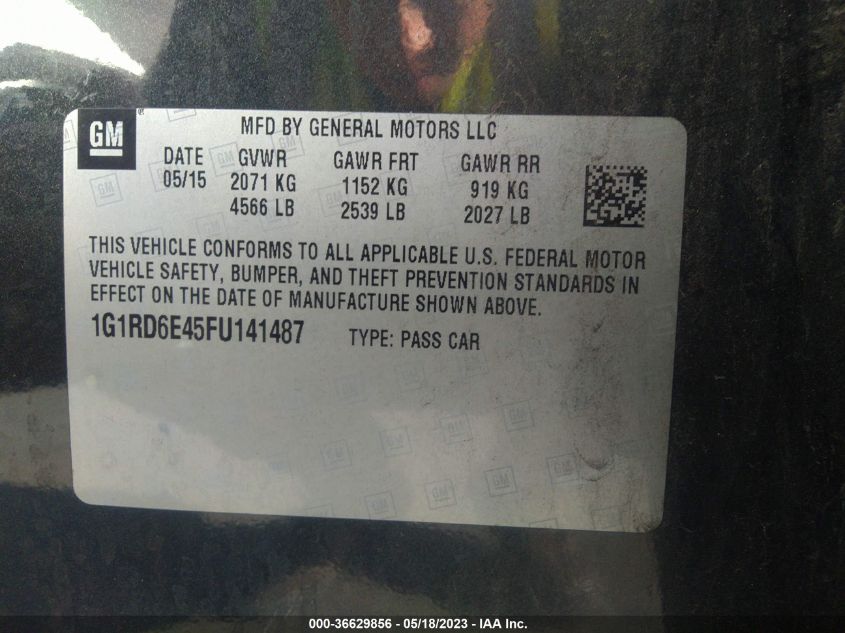 2015 CHEVROLET VOLT - 1G1RD6E45FU141487