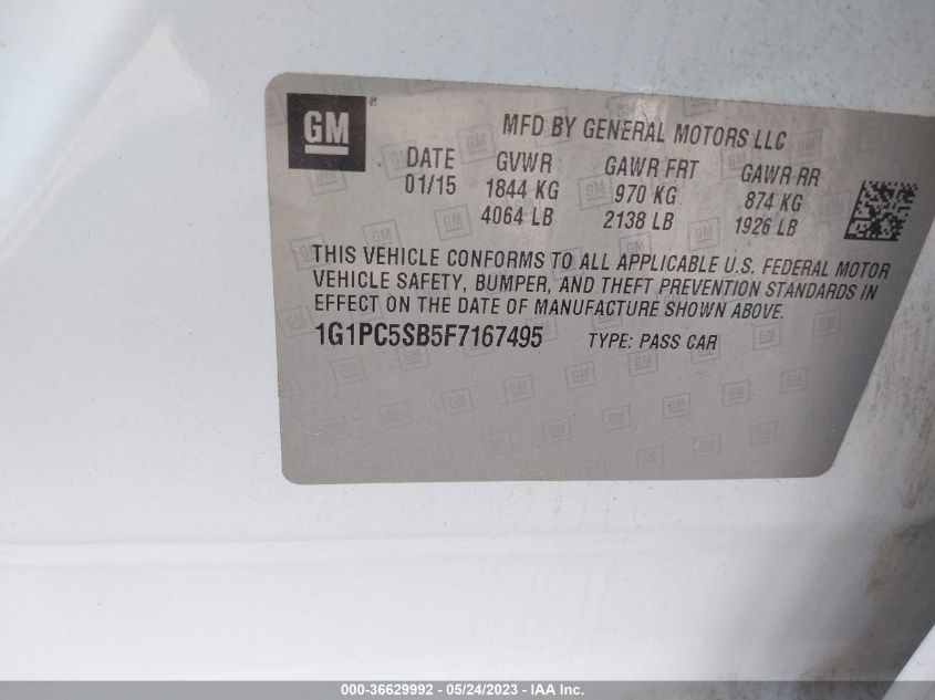 2015 CHEVROLET CRUZE LT - 1G1PC5SB5F7167495