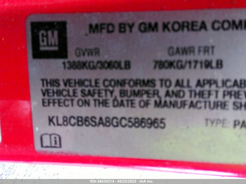 2016 CHEVROLET SPARK LS - KL8CB6SA8GC586965