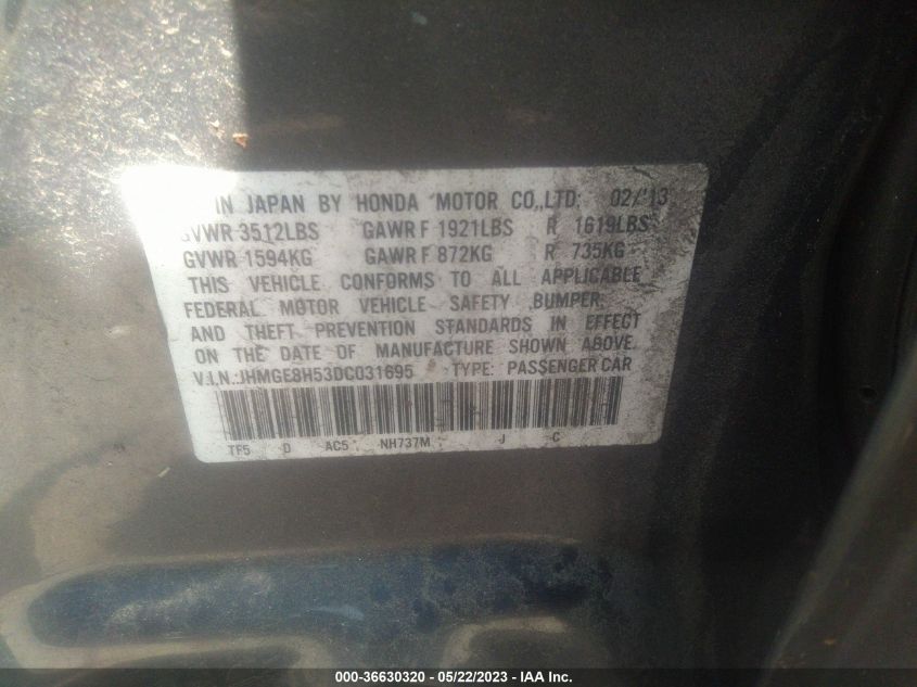 2013 HONDA FIT SPORT - JHMGE8H53DC031695