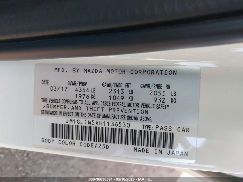 2017 MAZDA MAZDA6 GRAND TOURING - JM1GL1W5XH1136530
