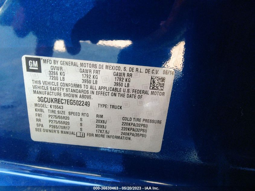 2014 CHEVROLET SILVERADO 1500 LT - 3GCUKREC7EG502249