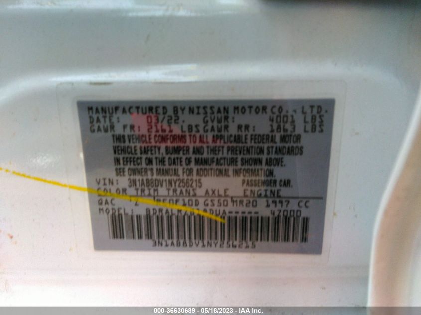 2022 NISSAN SENTRA SR - 3N1AB8DV1NY256215
