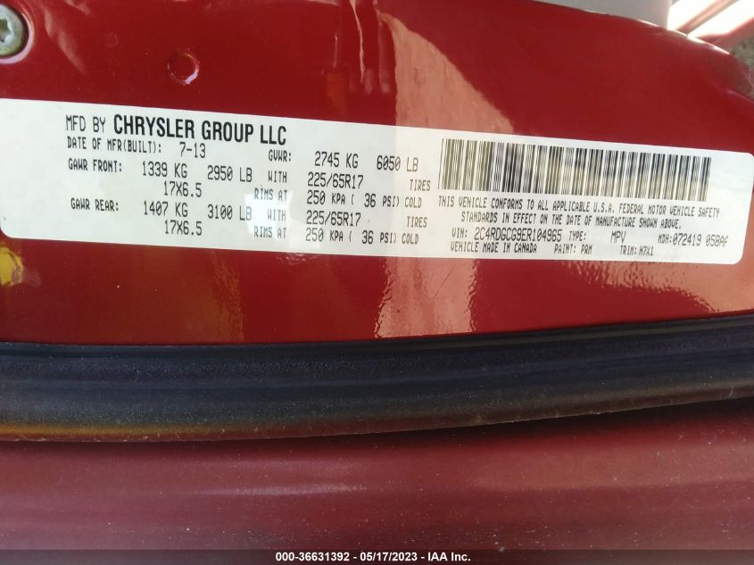 2014 DODGE GRAND CARAVAN SXT - 2C4RDGCG9ER104965