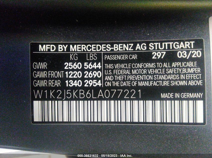 2020 MERCEDES-BENZ CLS CLS 450 - W1K2J5KB6LA077221