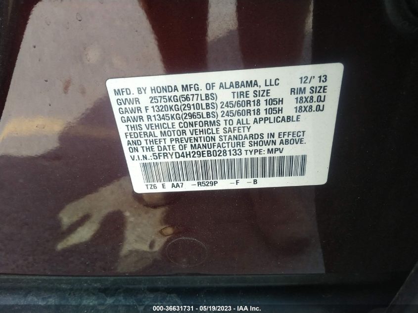 2014 ACURA MDX - 5FRYD4H29EB028133