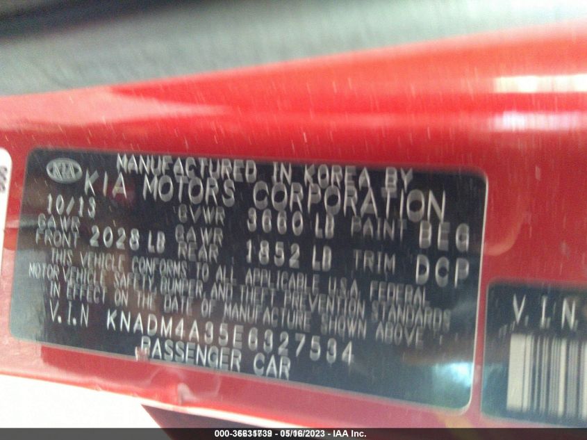 2014 KIA RIO LX - KNADM4A35E6327534