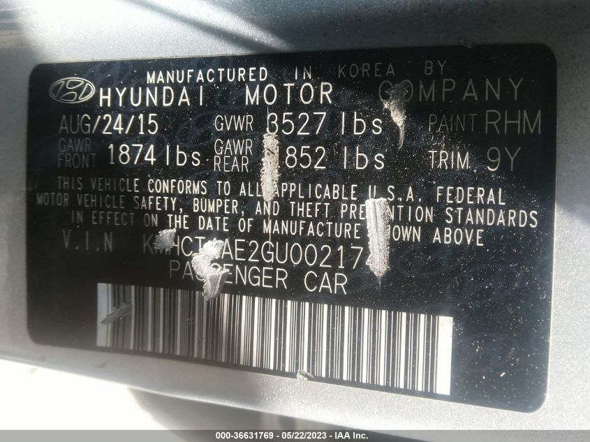2016 HYUNDAI ACCENT SE - KMHCT4AE2GU002174