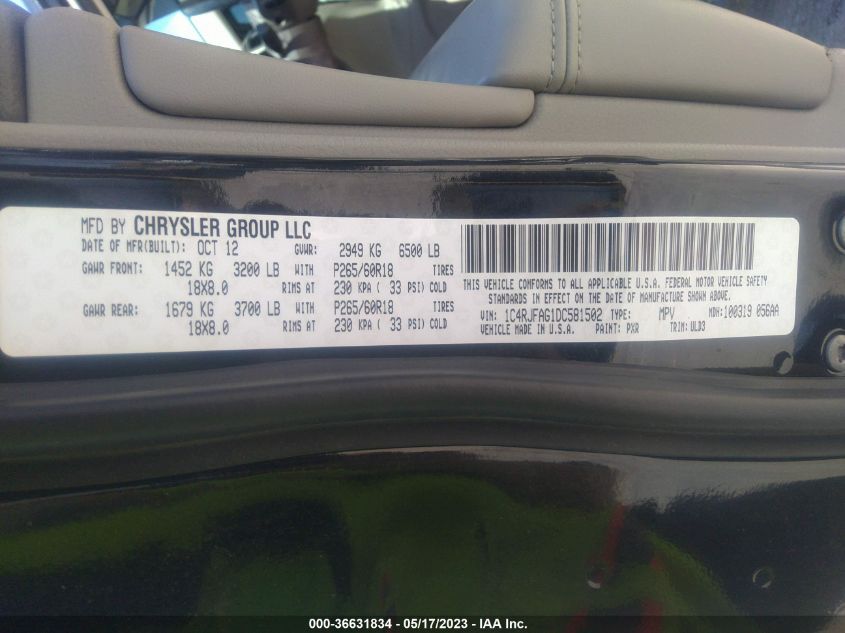 2013 JEEP GRAND CHEROKEE LAREDO - 1C4RJFAG1DC581502