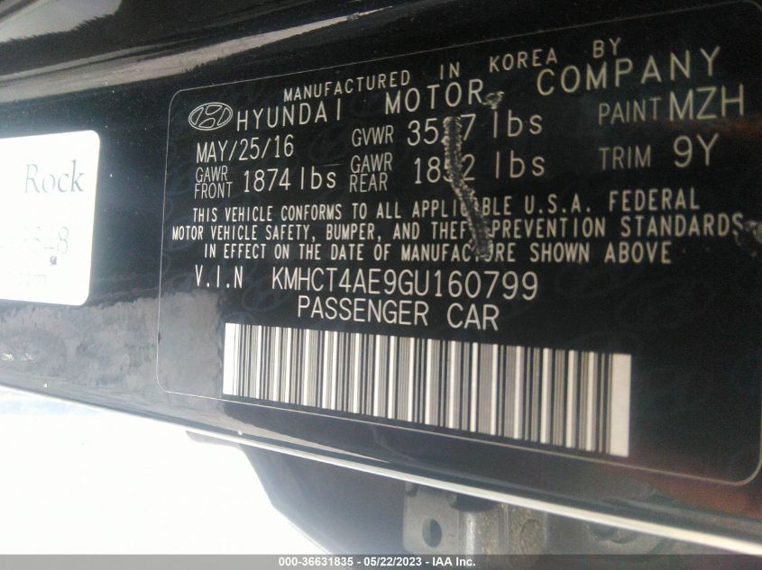 2016 HYUNDAI ACCENT SE - KMHCT4AE9GU160799