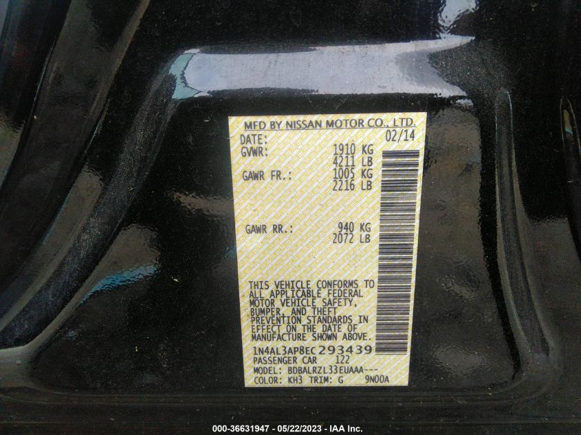 2014 NISSAN ALTIMA 2.5 S - 1N4AL3AP8EC293439