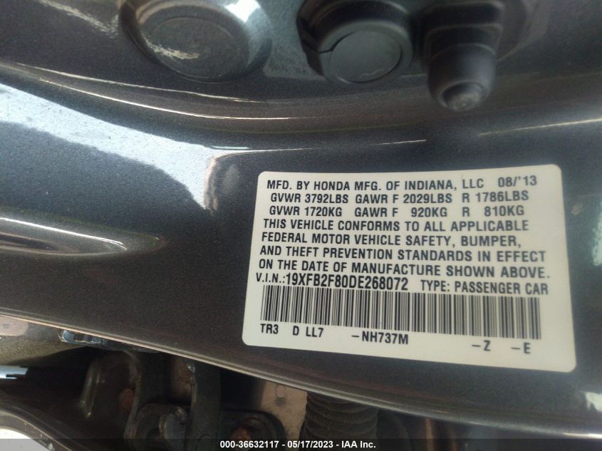 2013 HONDA CIVIC SDN EX - 19XFB2F80DE268072