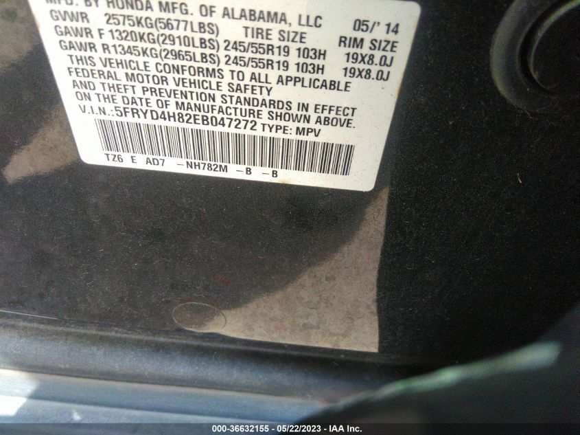 2014 ACURA MDX ADVANCE/ENTERTAINMENT PKG - 5FRYD4H82EB047272
