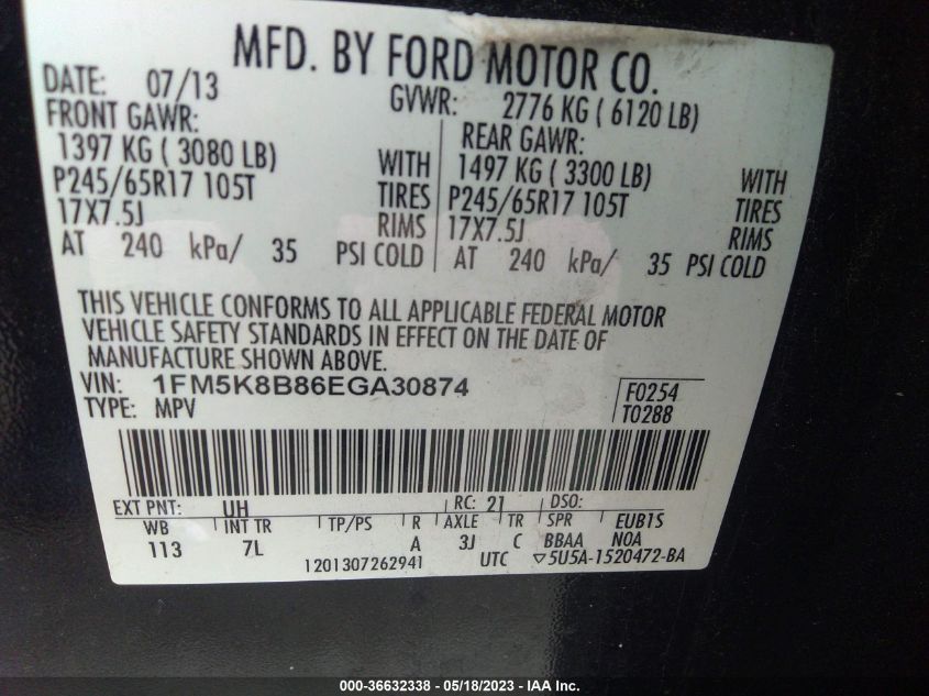 2014 FORD EXPLORER BASE - 1FM5K8B86EGA30874
