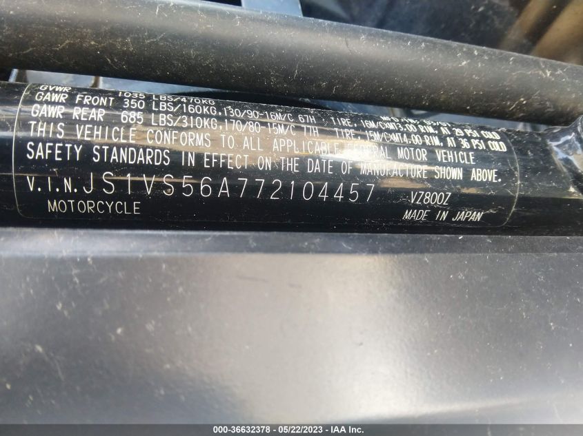 2007 SUZUKI VZ800 - JS1VS56A772104457