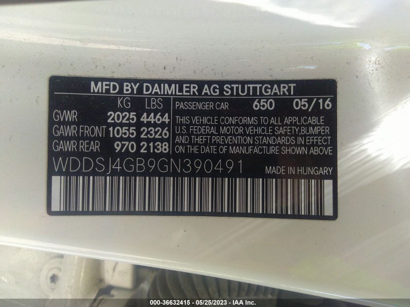 2016 MERCEDES-BENZ CLA CLA 250 - WDDSJ4GB9GN390491