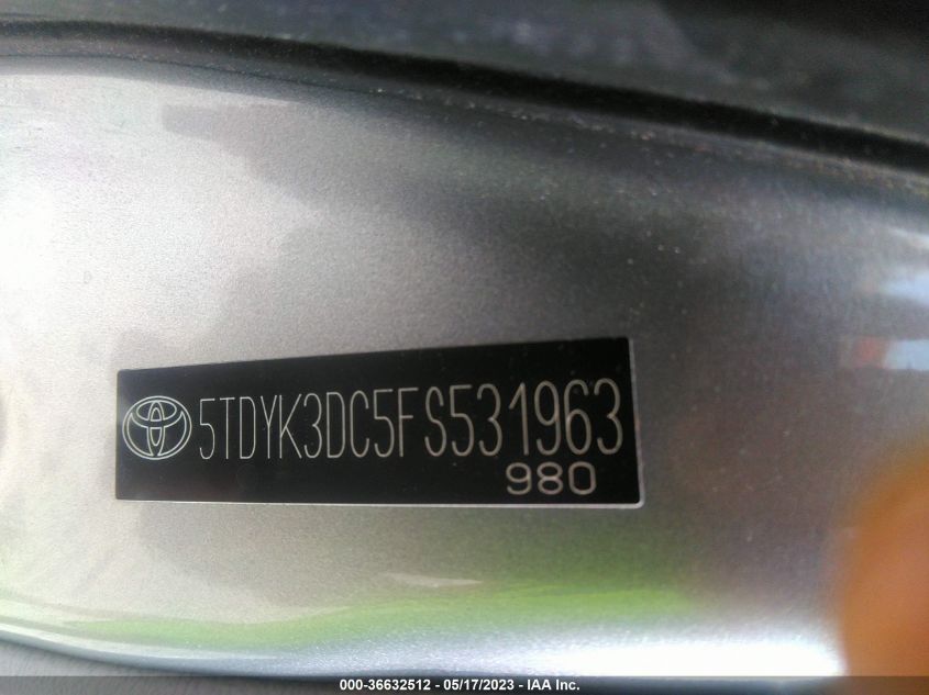 2015 TOYOTA SIENNA XLE/XLE AAS/LTD - 5TDYK3DC5FS531963