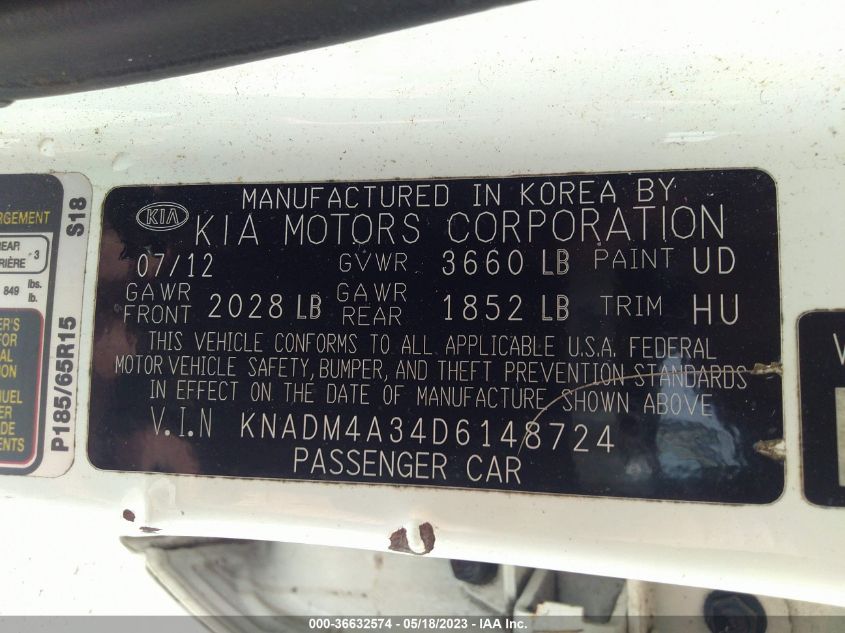 2013 KIA RIO LX - KNADM4A34D6148724