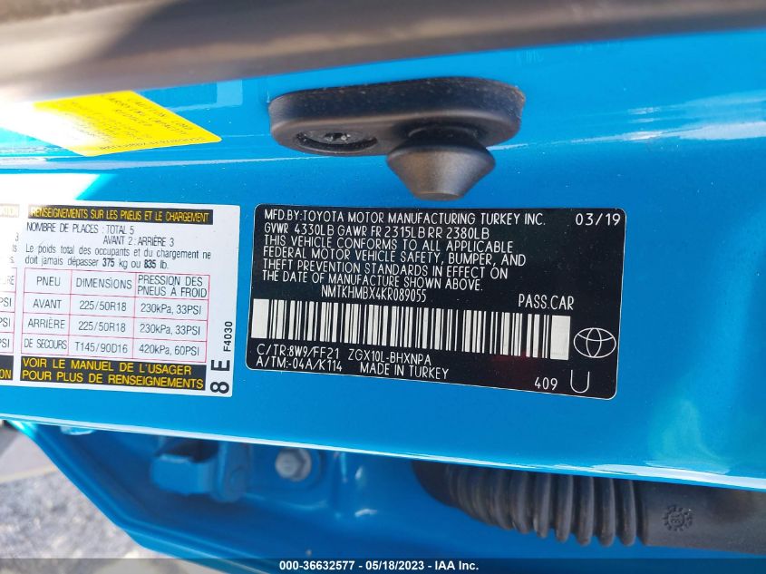 2019 TOYOTA C-HR XLE/LE/LIMITED - NMTKHMBX4KR089055