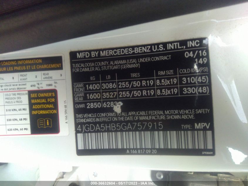 2016 MERCEDES-BENZ GLE GLE 350 - 4JGDA5HB5GA757915