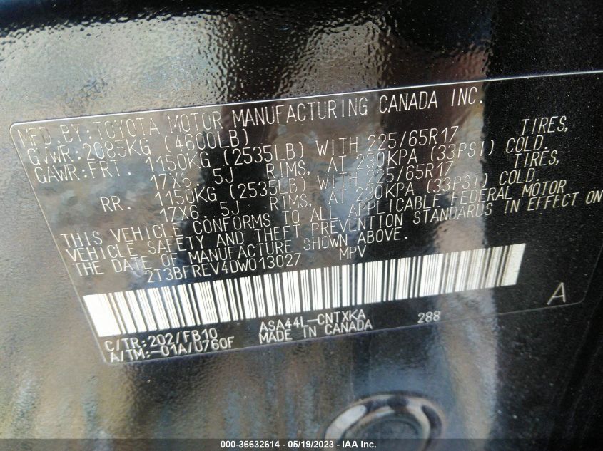 2013 TOYOTA RAV4 LE - 2T3BFREV4DW013027