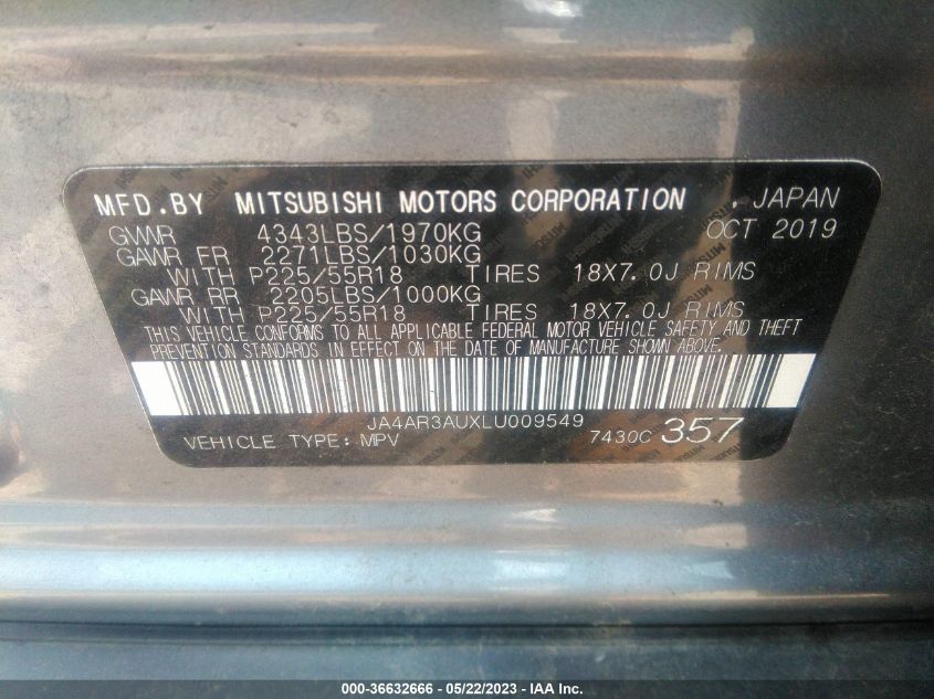 2020 MITSUBISHI OUTLANDER SPORT ES 2.0/SE 2.0 - JA4AR3AUXLU009549