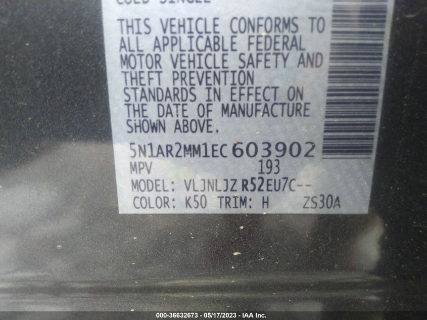 2014 NISSAN PATHFINDER PLATINUM - 5N1AR2MM1EC603902