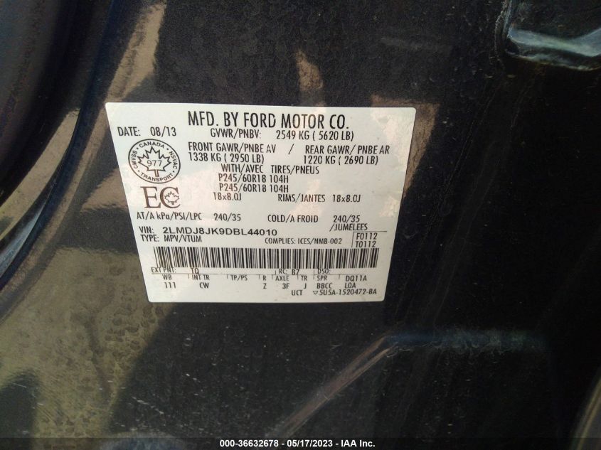 2013 LINCOLN MKX - 2LMDJ8JK9DBL44010