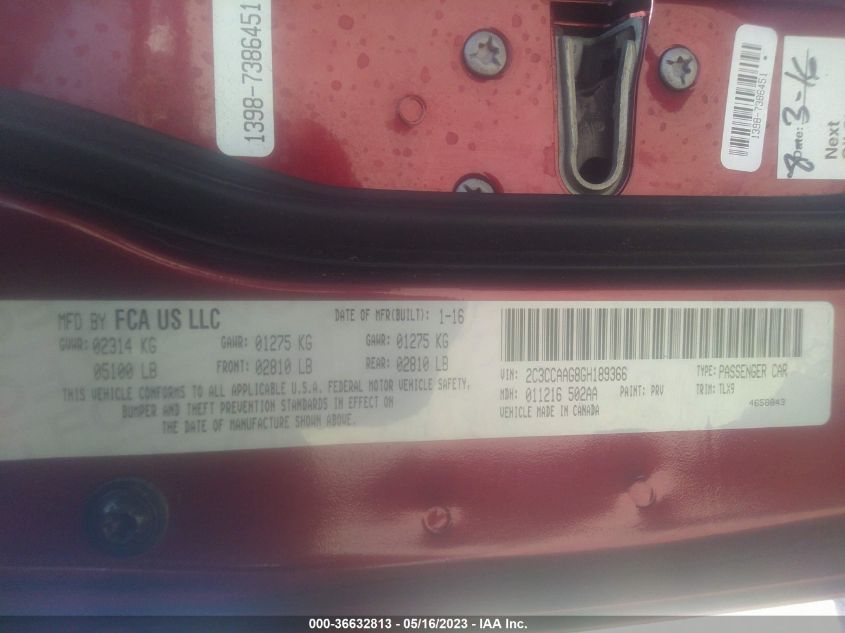 2016 CHRYSLER 300 LIMITED - 2C3CCAAG8GH189366