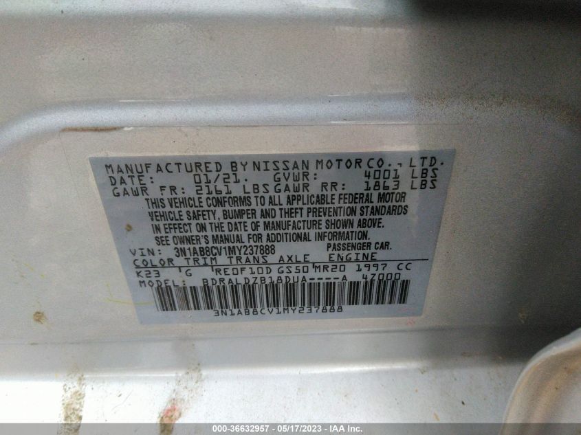 2021 NISSAN SENTRA SV - 3N1AB8CV1MY237888