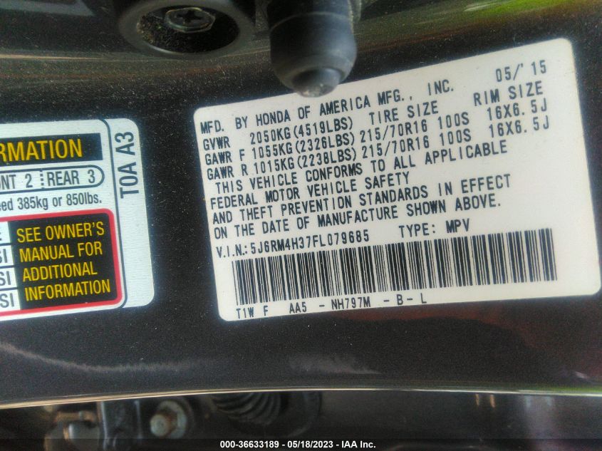 2015 HONDA CR-V LX - 5J6RM4H37FL079685