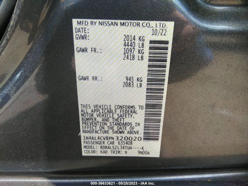 2023 NISSAN ALTIMA 2.0 SR - 1N4AL4CV8PN320020
