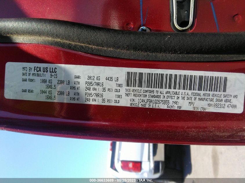 2016 JEEP PATRIOT SPORT - 1C4NJPBA1GD575955