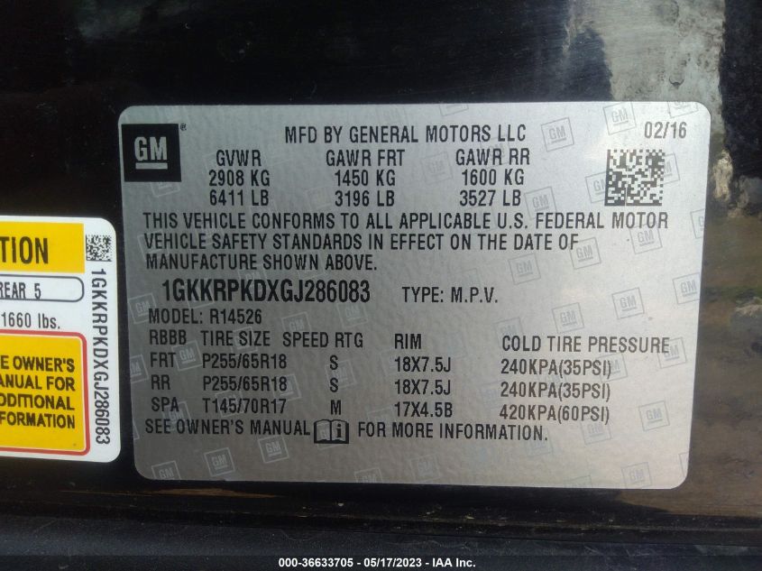 2016 GMC ACADIA SLE - 1GKKRPKDXGJ286083