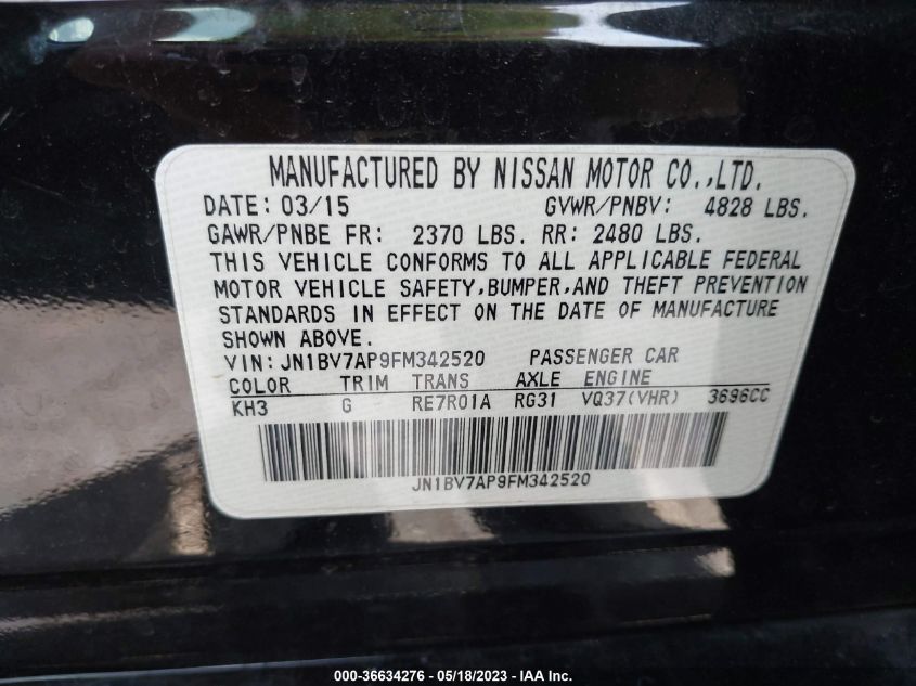 2015 INFINITI Q50 PREMIUM - JN1BV7AP9FM342520