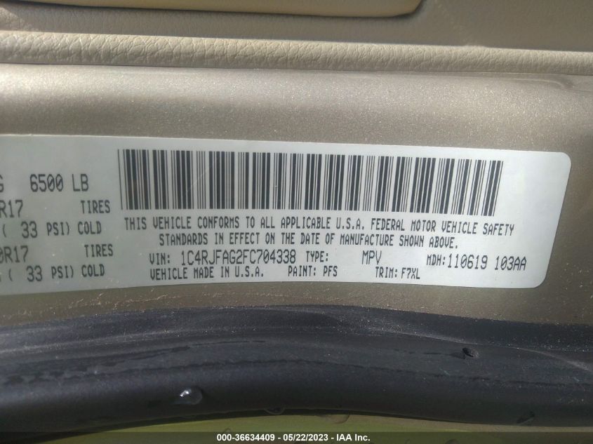2015 JEEP GRAND CHEROKEE LAREDO - 1C4RJFAG2FC704338
