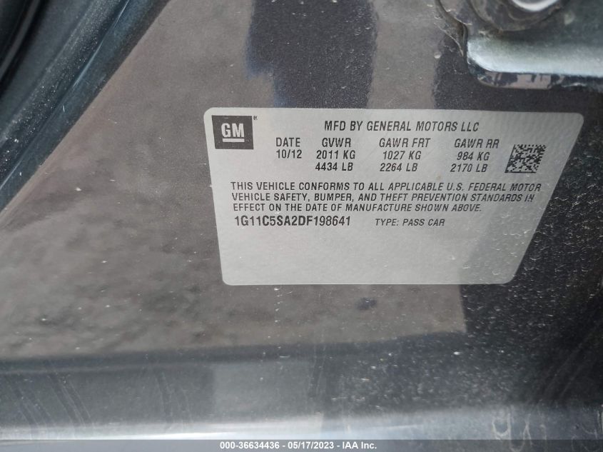 2013 CHEVROLET MALIBU LT - 1G11C5SA2DF198641