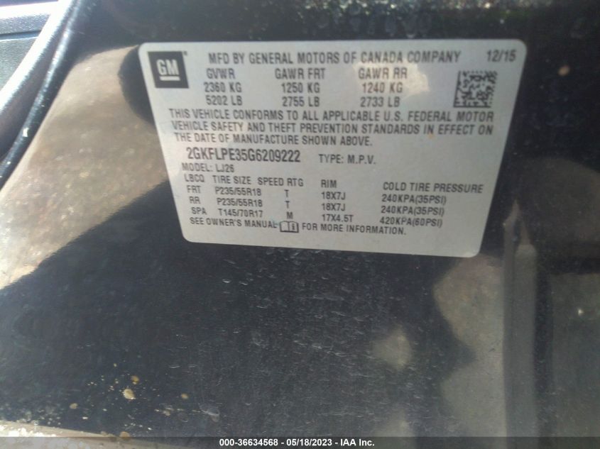 2016 GMC TERRAIN SLT - 2GKFLPE35G6209222