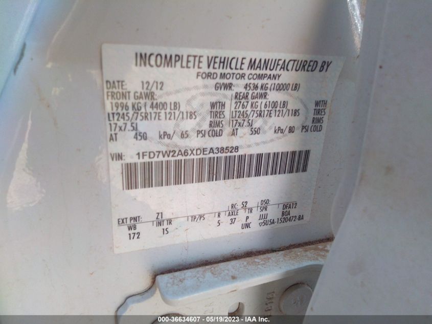 2013 FORD SUPER DUTY F-250 SRW XL/XLT - 1FD7W2A61DEA38528