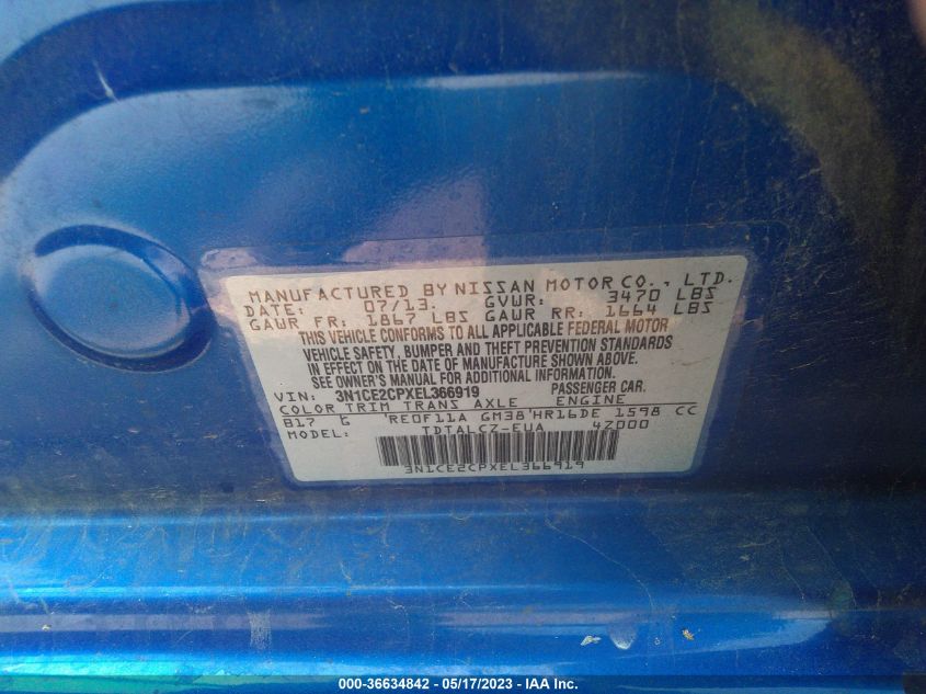 2014 NISSAN VERSA NOTE S PLUS - 3N1CE2CPXEL366919