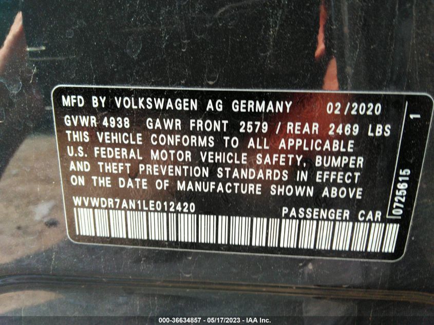 2020 VOLKSWAGEN ARTEON SEL WVWDR7AN1LE012420