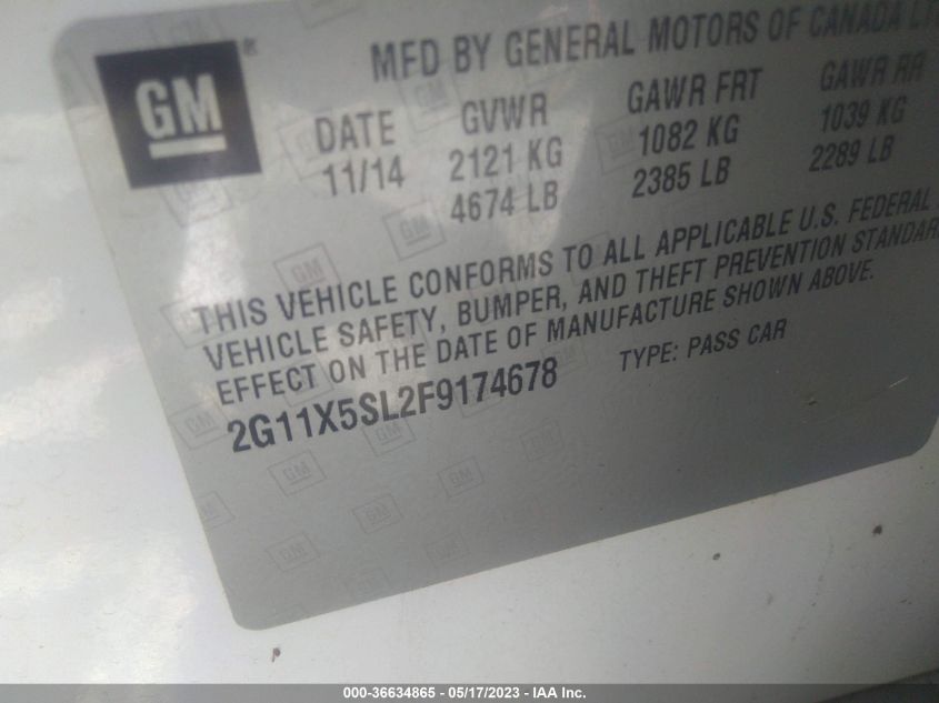 2015 CHEVROLET IMPALA LS - 2G11X5SL2F9174678