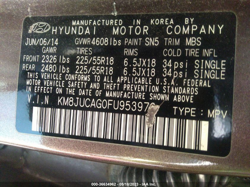 2015 HYUNDAI TUCSON LIMITED - KM8JUCAG0FU953973