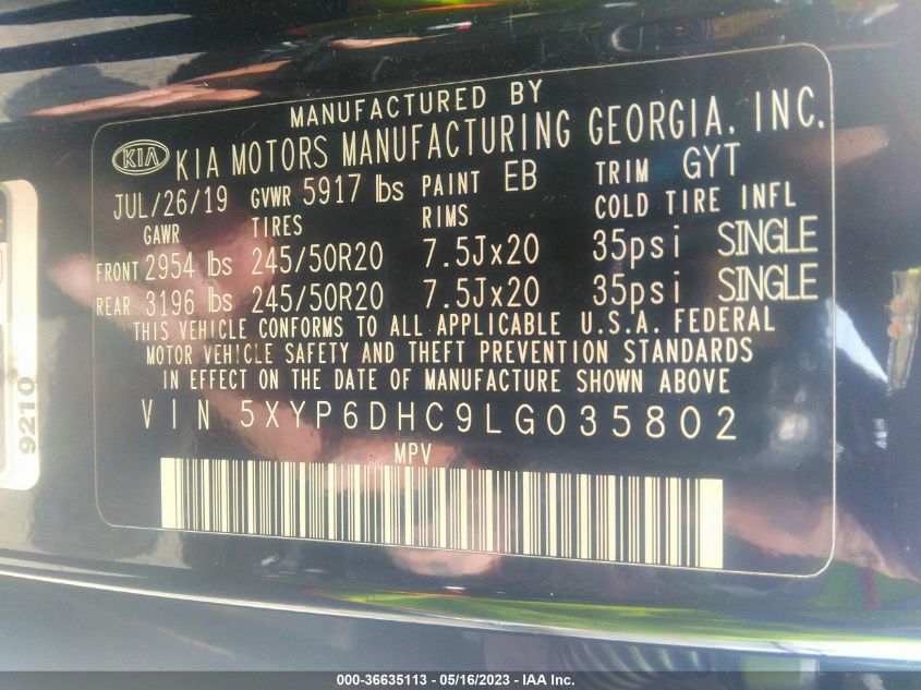 2020 KIA TELLURIDE S - 5XYP6DHC9LG035802