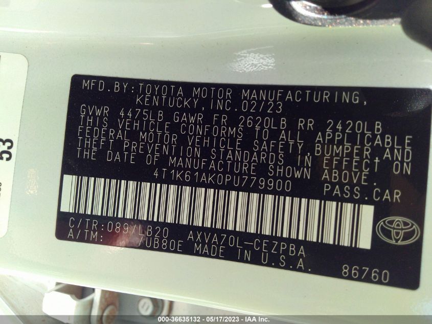 2023 TOYOTA CAMRY XSE - 4T1K61AK0PU779900