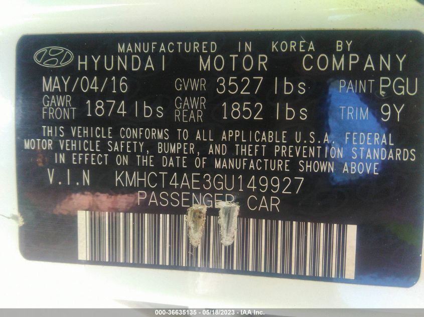 2016 HYUNDAI ACCENT SE - KMHCT4AE3GU149927